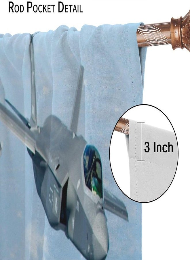 AAVEUP Combat Airplane Curtains, Blue Sky White Clouds U.S. Military Fighter Jet Blackout Windows Treatments, Thermal Insulated Drapes for Kids Boys Adolescents Living Room Bedroom Bathroom 42x45in - Image 4